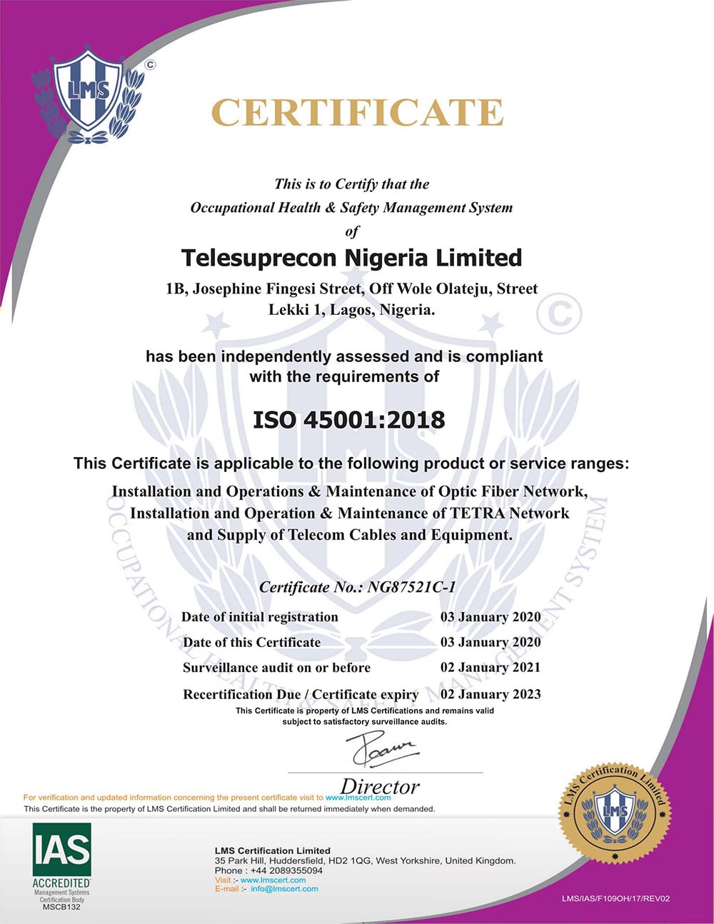 Telesuprecon certificate
